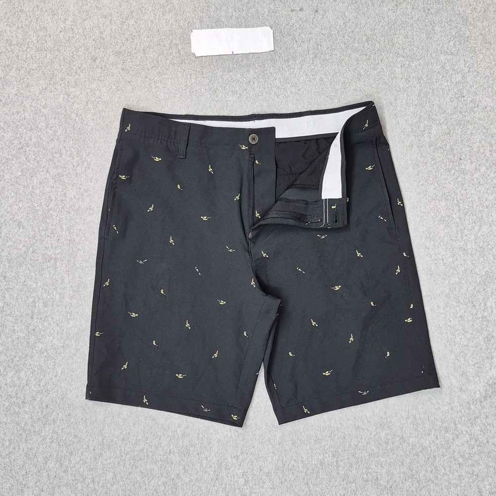 Under Armour Men Shorts 36 Black Graphic‎ Chino Fly Fishing AOP  1377303 9"